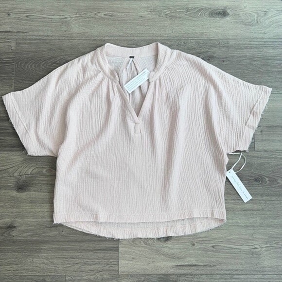 Young Fabulous & Broke Gauze Top Small Dolman Sleeve Cotton Pastel Pink Spring - Picture 1 of 10